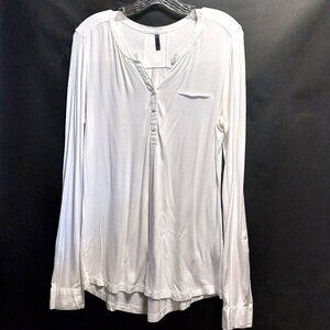 NYDJ White Knit Henley Lightweight Long Sleeves Top, S